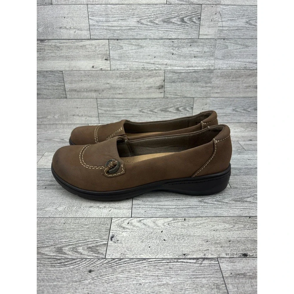 Clarks Collection Women Brown Leather Ultimate Comfort Loafers Sz 7.5 M